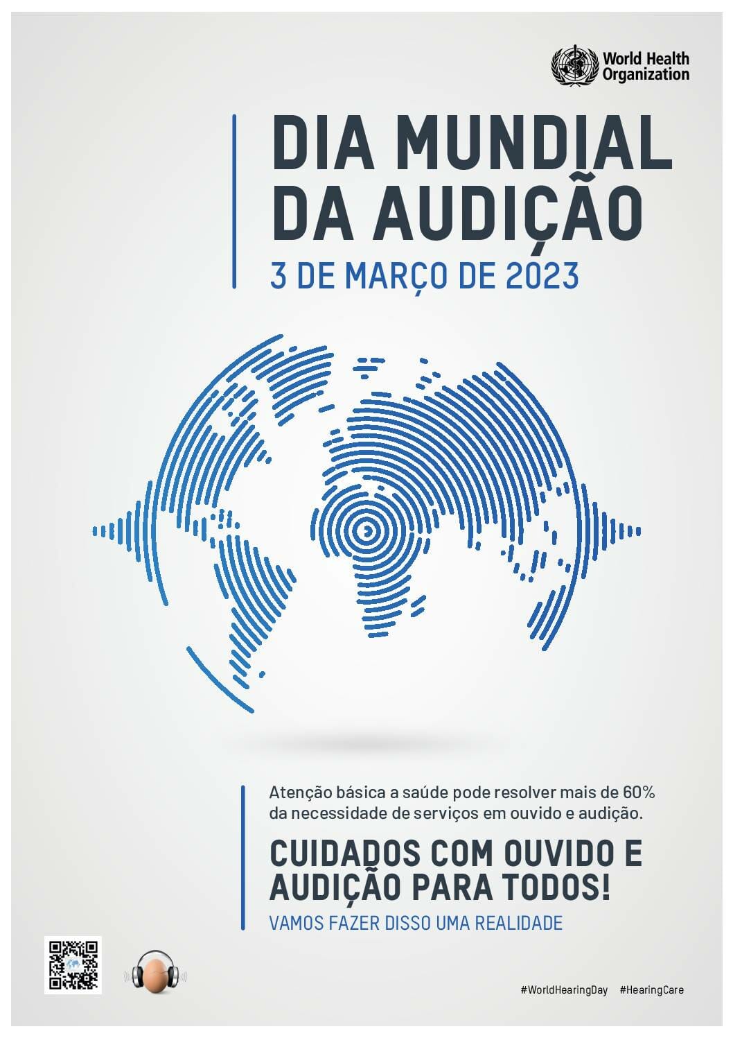 WHO World Hearing Day poster POR